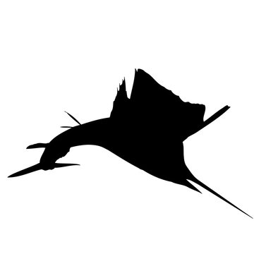 black sailfish silhouette swimming clip art preview