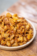 spicy crispy pork crackling food for eat