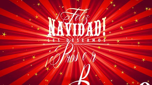 merry xmas spanish feliz navidad vacation ceremony billboard with shining golden message over red sunburst wallpaper