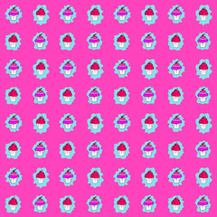 Coloured cartoon cupcakes seamless wallpaper