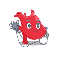 Heart in doctor cartoon character with tools