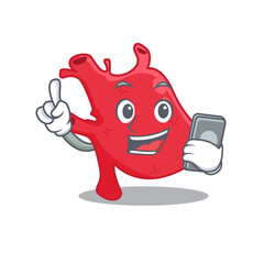 Heart cartoon with character speaking on phone