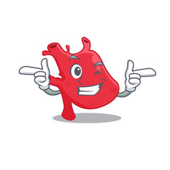 Cartoon design concept of heart with funny wink eye