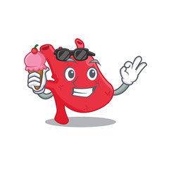 Cartoon design concept of heart having an ice cream