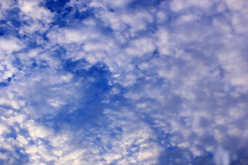a photo of a cloud in the bright blue sky in the morning, looking very beautiful and charming.