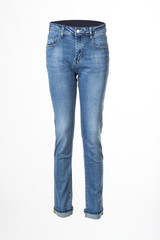 blue jeans, ghostly mannequin isolated on white background