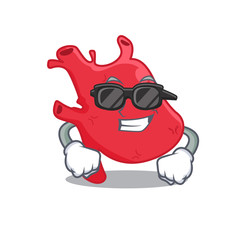 Cool heart cartoon character wearing expensive black glasses