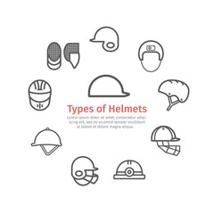 Helmet set line icons. Vector signs for web graphics