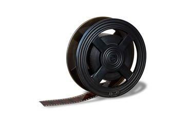 Old vintage film reel isolated on white background with clipping path