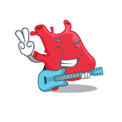 Talented musician of heart cartoon design playing a guitar