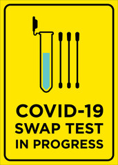 Vector Poster: Corona Virus, COVID-19 SWAP TEST in Progress