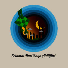 Selamat Hari Raya Aidilfitri - vector illustration in Malay Language.