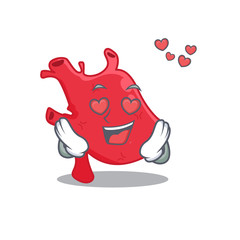 Cute heart cartoon character has a falling in love face