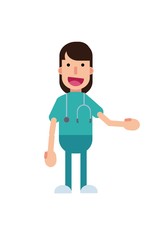 female doctor in blue uniform