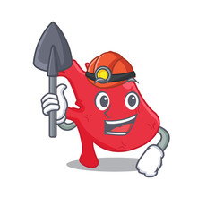 Heart miner cartoon design concept with tool and helmet
