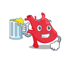 A cartoon concept of heart rise up a glass of beer