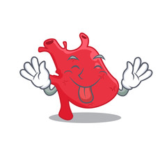 An amusing face heart cartoon design with tongue out