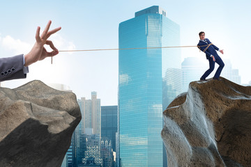 Boss holding his employee in retention concept