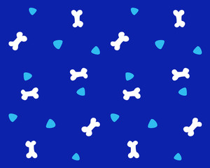 Fototapeta na wymiar Cute repeating blue bone confetti pattern