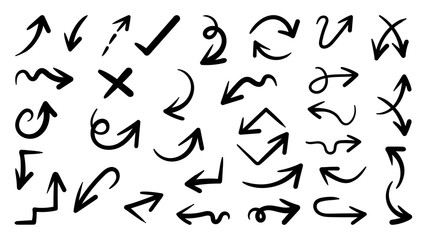 Hand drawn arrow mark icons vector