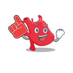 Heart presented in cartoon character design with Foam finger