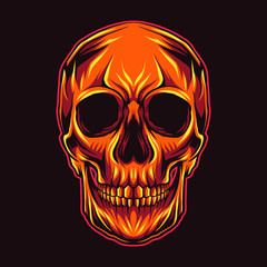 skull head on red dark background close mouth vector illustration artwork design