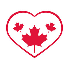 canada day, maple leaves in heart love country celebration flat style icon