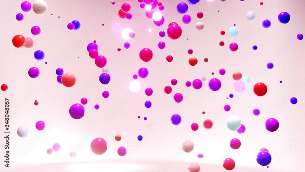 Poster abstract composition of colorful balls in air, which randomly light up and reflect in each other. mu
