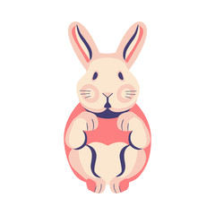 Cute flat bunny Vector illustration with pastel rabbit