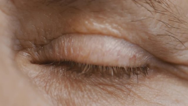 Dull Eye Of Fifty Years Old Woman - Extreme Closeup Shot