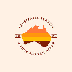 Vintage australia map travel vector logo illustration