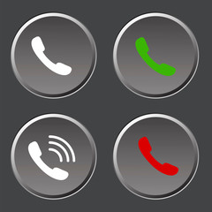 Phone icon, mobile phone call image. Answer and reset buttons on the phone. Vector illustration. Stock Photo.
