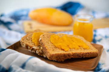 Mango jam on Wholewheat Bread