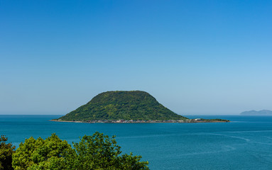view of Takashima island from Karatsu castle, Karatsu city, Japan
