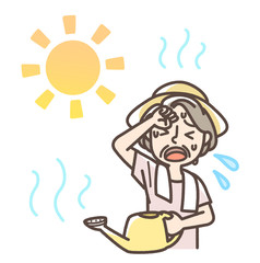 水やり中　熱中症　日射病　おばあさん