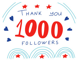 Thank you followers banner for social network in doodle style