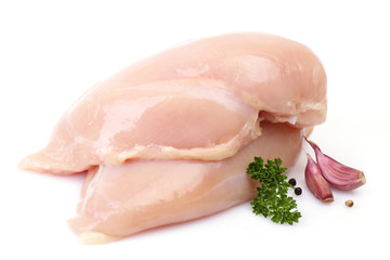 Chicken meat on a white background