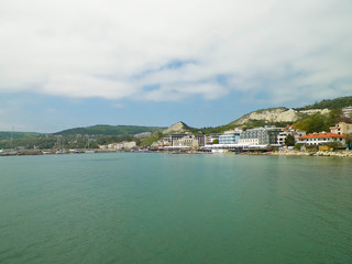 View on marina and coast of Balchik, Bulgaria.