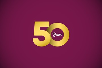 50 Years Anniversary Celebration Gold Vector Template Design Illustration