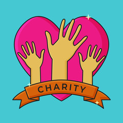 Vector Charity New Hope Concept. Hand Icon Illustration
