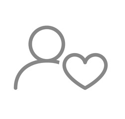 User profile with heart line icon. Charity, donation, feedback symbol