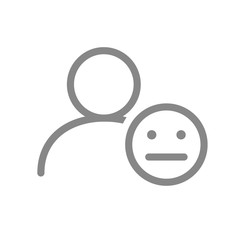 User profile with face line icon. Neutral rating, feedback symbol