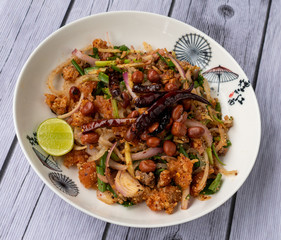 Sour Pork and Crispy Fish Salads 