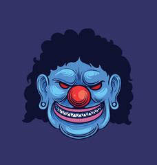 halloween clown head illustration