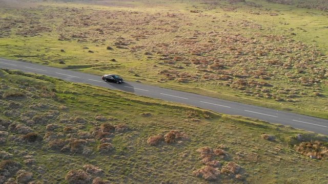 Dartmoor National Park - Aerial circle car chasing