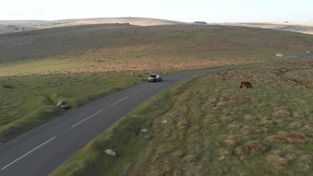 Dartmoor National Park - Aerial car chasing
