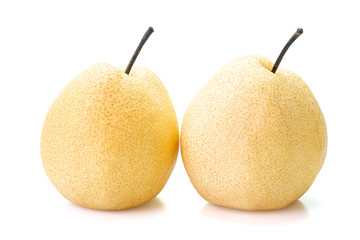 Chinese pear or Korean pear fruit isolated on white background. Inclouding clipping path.