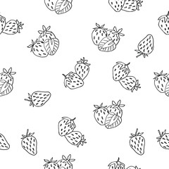 seamless pattern of strawberry Stock illustration, vector, hand drawing, design element for printing, scrapbooking, postcard