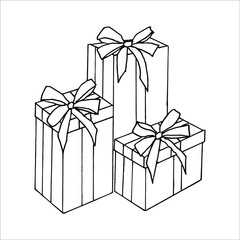 isolated on white background picture box with gifts Stock illustration vector design element for printing, scrapbooking, postcard