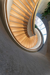 Modern spiral staircase. Contemporary architecture abstarct background